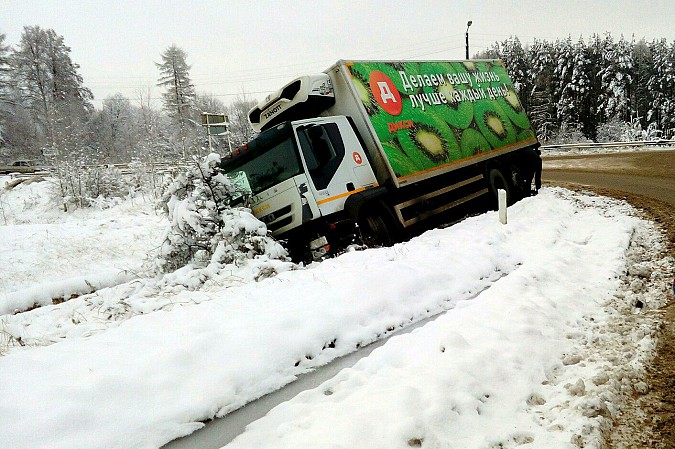 Под Кинешмой многотонная фура с киви угодила в кювет фото 3