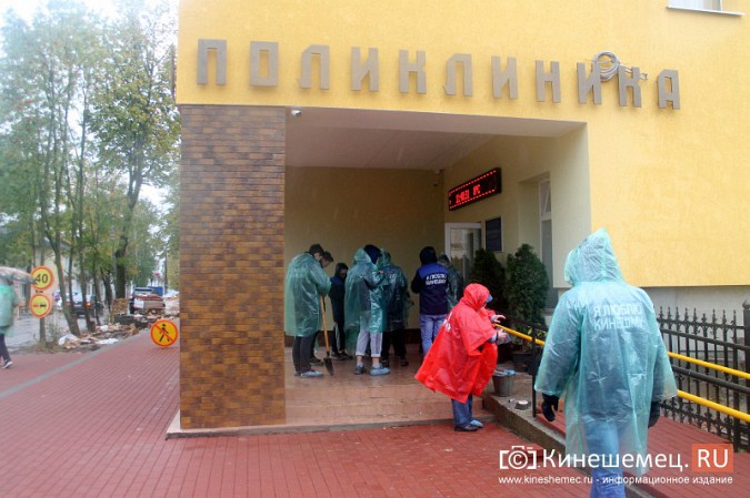 Московские туристы и кинешемские студенты высадили 50 саженцев в сквере у поликлиники фото 37