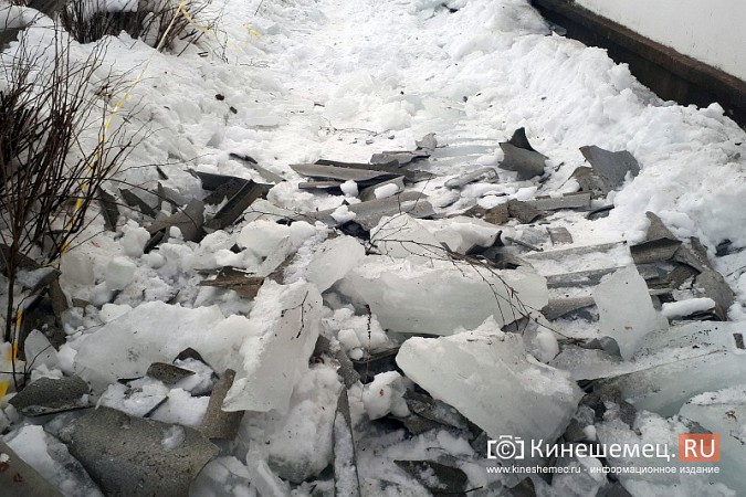 У подъезда многоквартирного дома в Кинешме рухнули ледяные глыбы фото 5