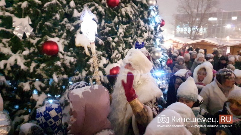 Снегопад не помешал зажечь огни на главной новогодней ёлке Кинешмы