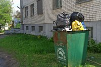 Посетителей центральной библиотеки и ТЮЗа Кинешмы по-прежнему встречает мусорный контейнер