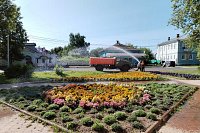 В Кинешме в жару спасают цветы в городских клумбах