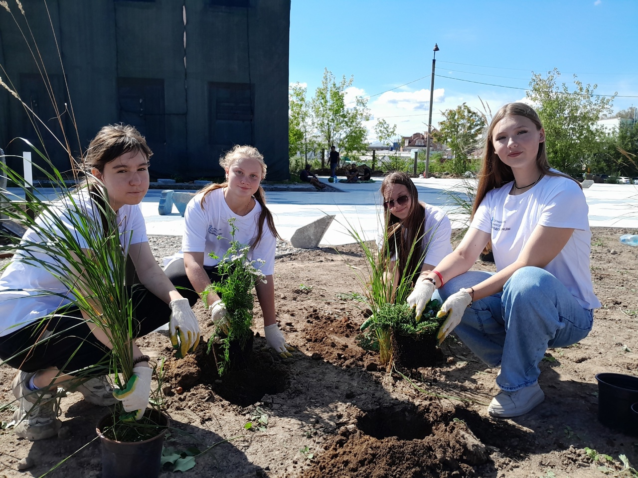 Волонтеры помогли в озеленении территории стрелки у Никольского моста