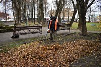 В Кинешме рабочие УГХ собирают упавшую листву