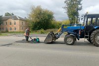 На улице Спортивной выполнили ямочный ремонт дороги