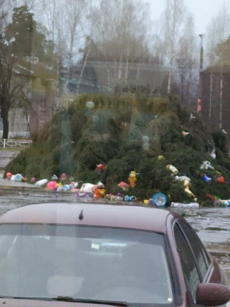 В Заволжске рухнула главная новогодняя елка фото 2