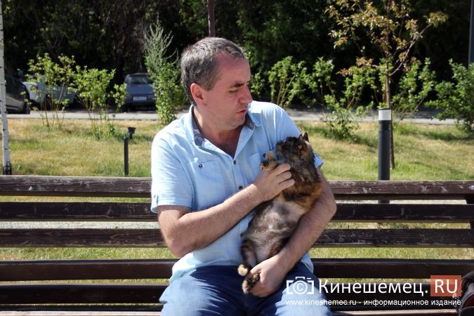 Пеструша на руках любимого хозяина