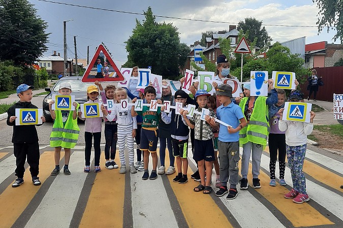 Школьники в Наволоках выстроились с плакатами у пешеходного перехода фото 4