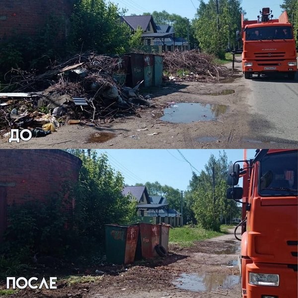 С контейнерных площадок Кинешмы вывезено ещё 533 м³ веток и мусора фото 4