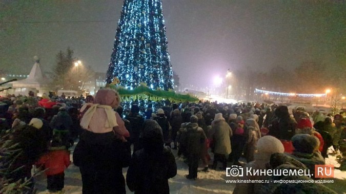 Снегопад не помешал зажечь огни на главной новогодней ёлке Кинешмы фото 10