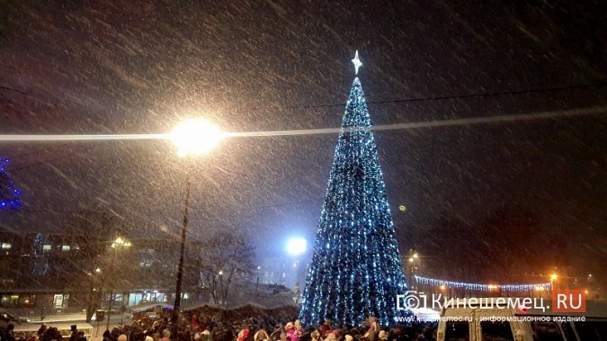 Снегопад не помешал зажечь огни на главной новогодней ёлке Кинешмы фото 6