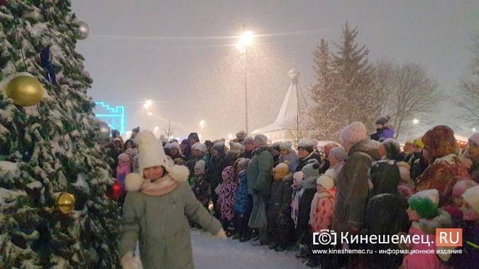 Снегопад не помешал зажечь огни на главной новогодней ёлке Кинешмы фото 13