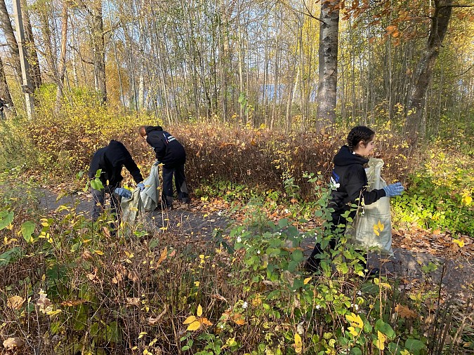 Волонтеры очистили от мусора территорию у обелиска в микрорайоне «Томна» фото 2
