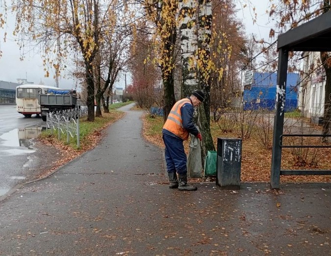 В Кинешме рабочие УГХ собирают упавшую листву фото 7