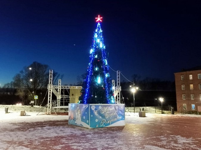 На Базарной площади в Наволоках установили главную новогоднюю елку фото 2