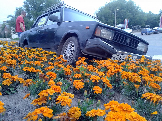 В Кинешме таксист влетел в цветочную клумбу у парка культуры фото 7